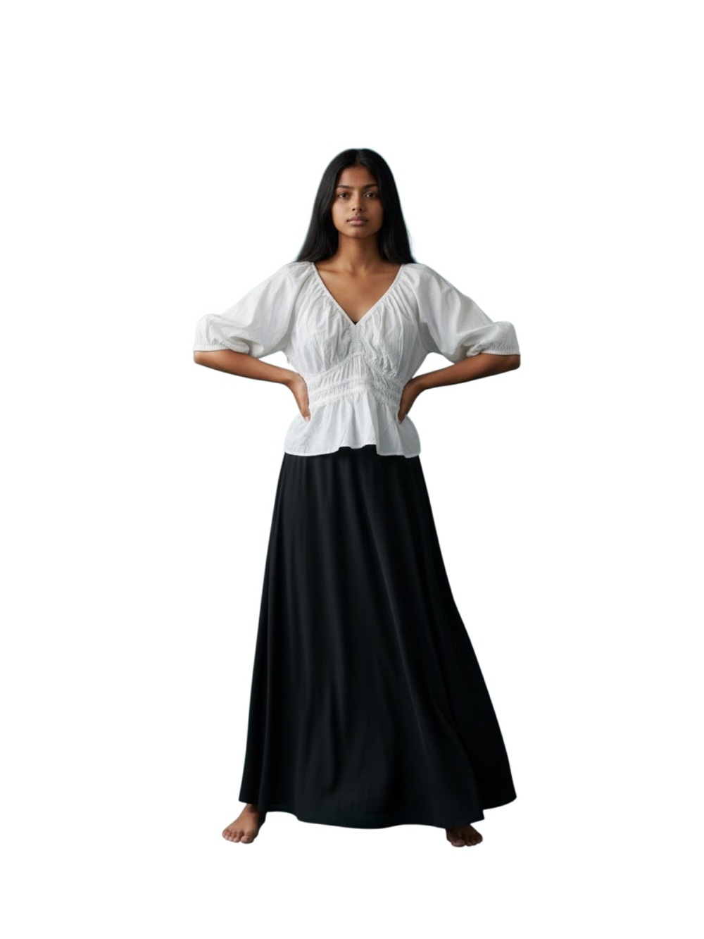Old Navy white v-neck peasant blouse